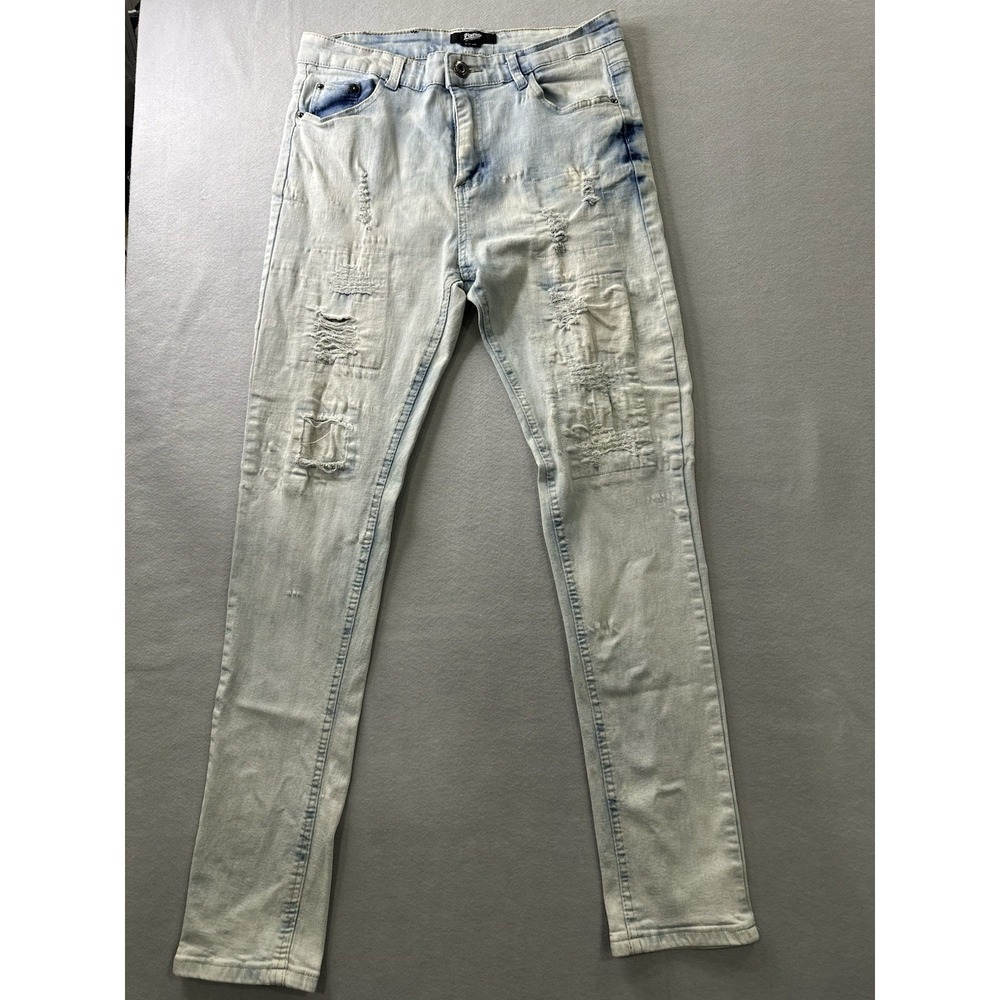 Public Supply Co Men's Blue Acid Wash Skinny Slim Fit Denim Jeans 34x32